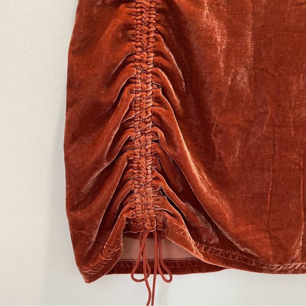 Free People x Revolve Vivienne Velvet Mini Skirt Rust Size 2 - Picture 3 of 7